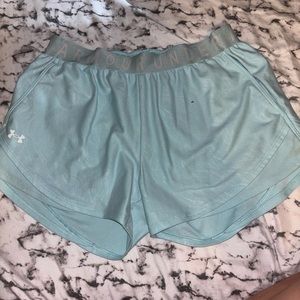 BABY BLUE UA SHORTS